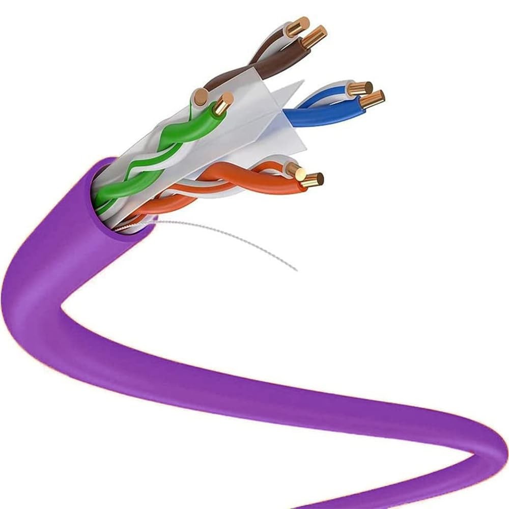 Dripstone CAT6 1000ft UTP Solid Cable 23AWG LAN Network Ethernet RJ45 Wire, Purp