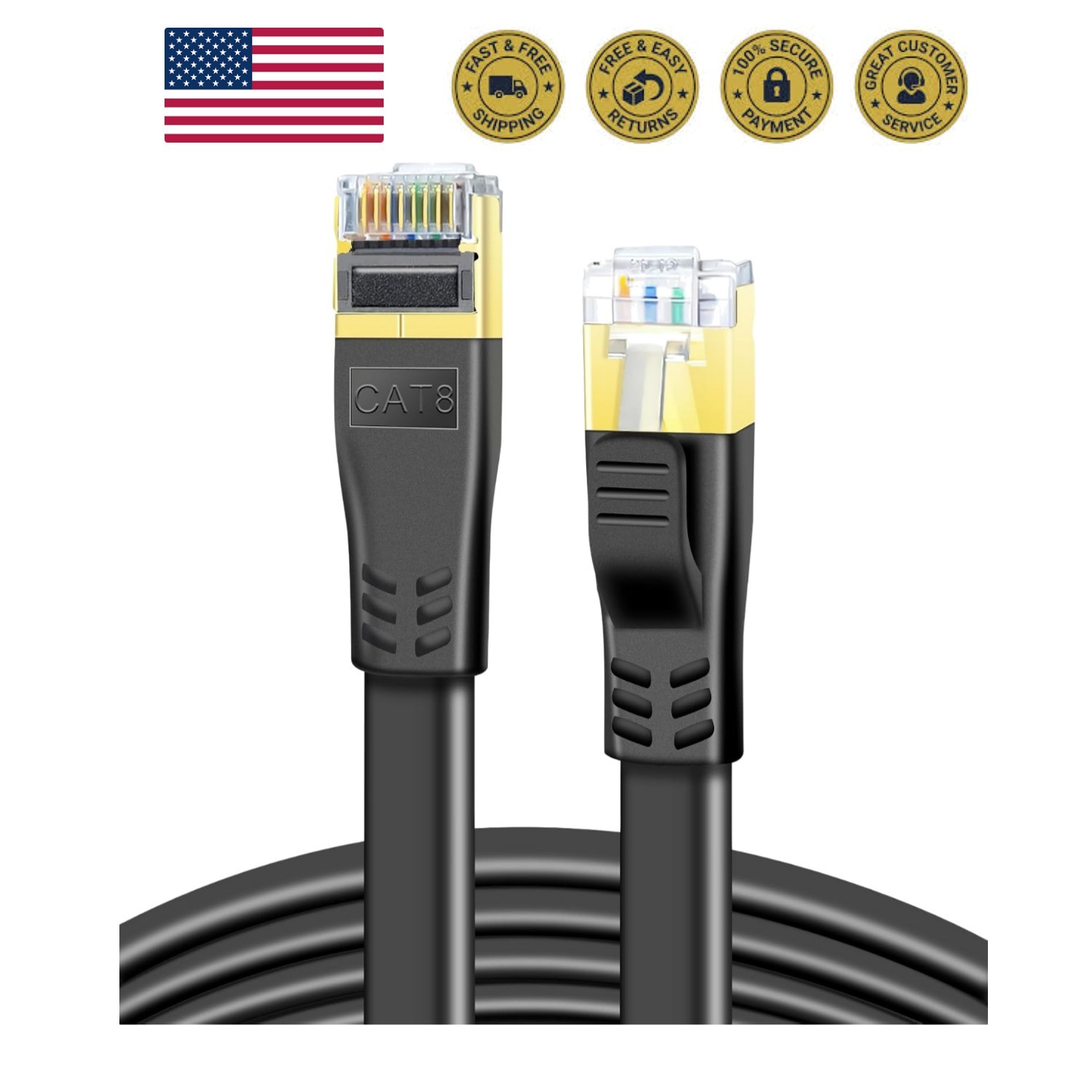 CAT 8 Ethernet Cable, 1.5ft 3ft 6ft 10ft 15ft 20ft 25ft 30ft 40ft 50ft 65ft 1…