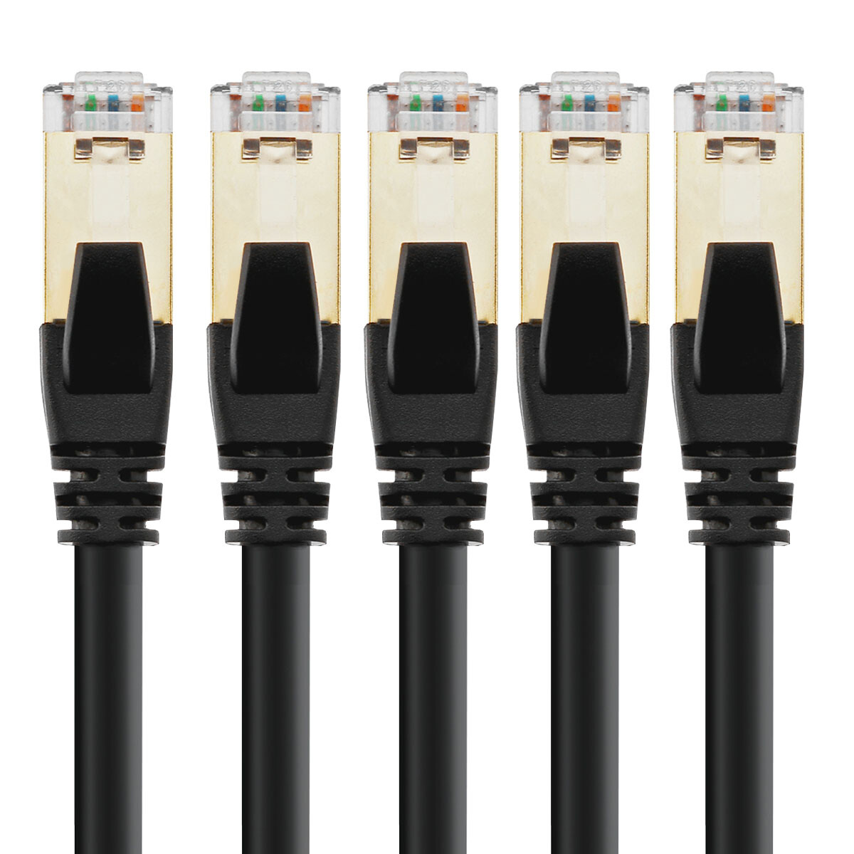 5pack Cat 8 High Speed LAN Cables w/Gold Plated RJ45 Connector Professional Lot