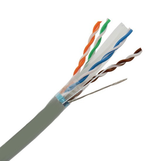 CAT6E Shielded CMR 600MHz Ethernet Cable STP Gray 1000FT – BARE COPPER