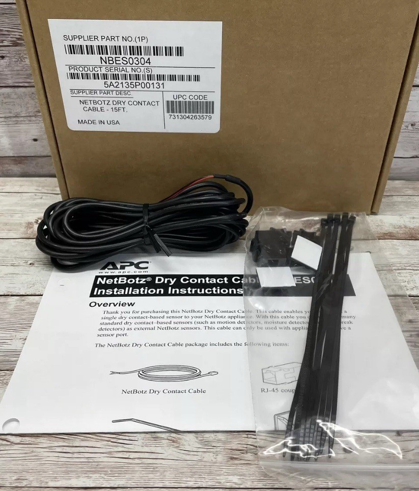 APC Schneider NetBotz Dry Contact State Monitor Sensor Cable 15ft NBES0304 8pack