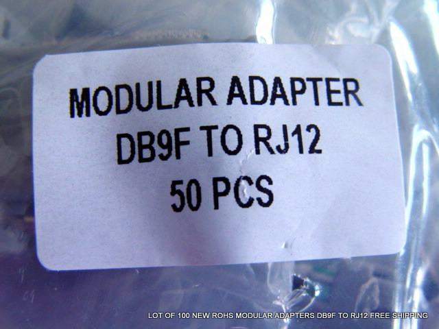 LOT OF 100 NEW ROHS MODULAR ADAPTERS DB9F TO RJ12 FREE SHIPPING