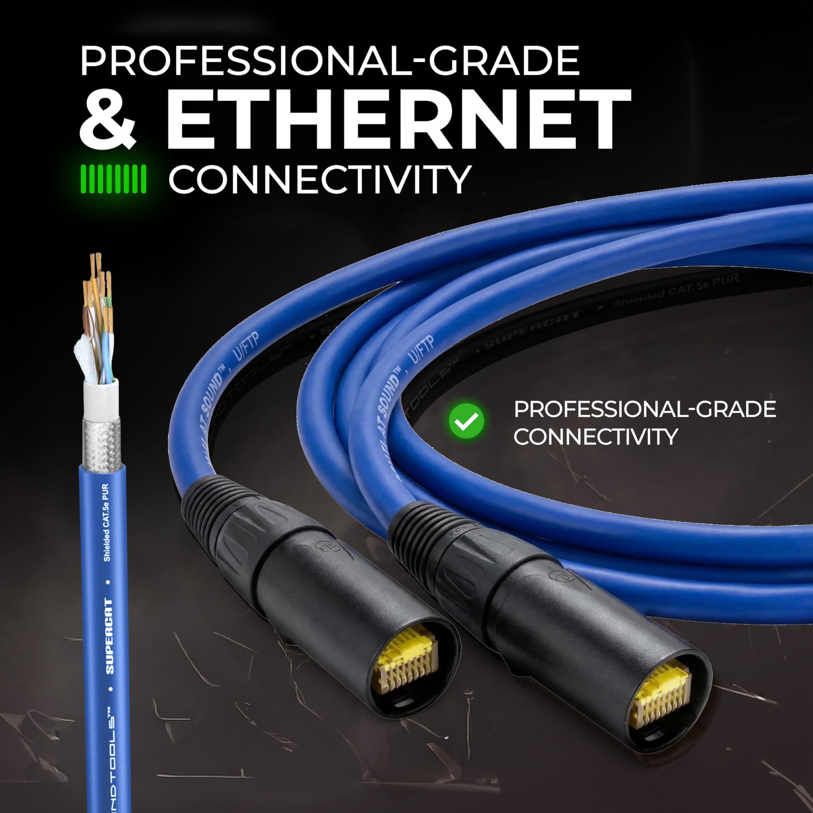 Sound Tools SuperCAT Shielded CAT5e Ethernet Cable – Exceeds 50 Feet, Black
