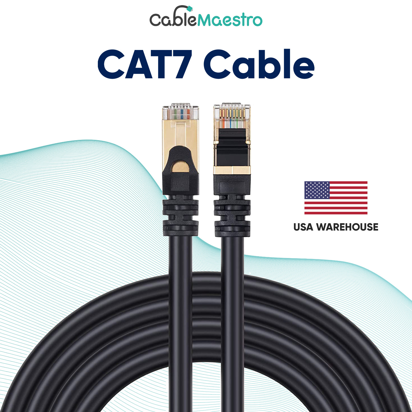 CAT7 Ethernet Cable LAN Copper Patch Cord Shielded Wire Gaming 6-200FT Lot Black