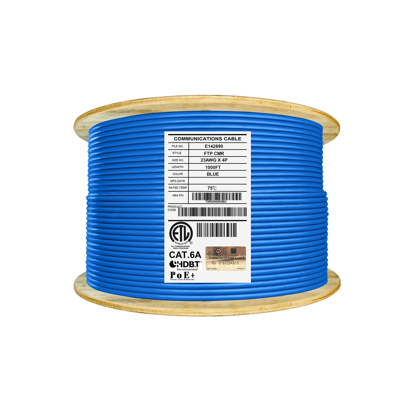 Elite Cat6A Shielded Riser (CMR), 1000ft, FTP 23AWG, Solid Bare Copper, 650MH…