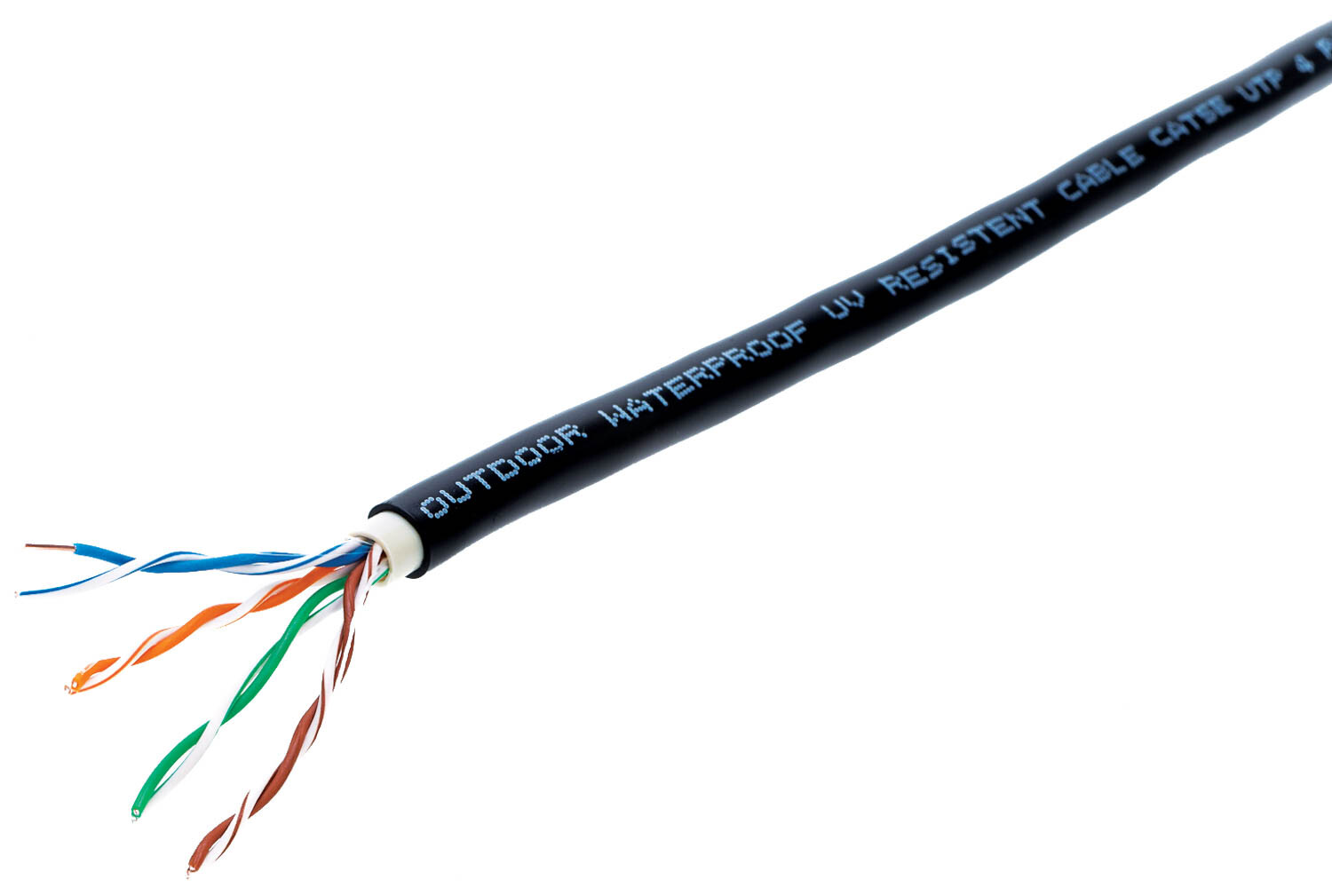 500ft Cat5e Cat5 Outdoor Ethernet Cable UV Rated UTP Solid Direct Burial Black