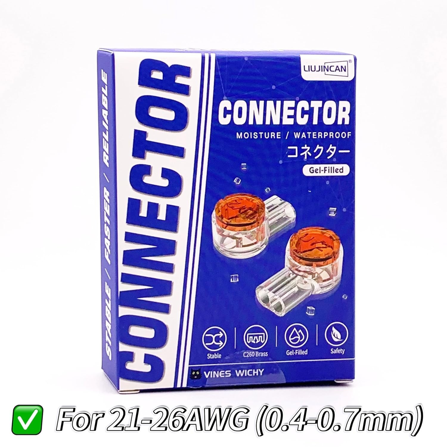 50 PCS Copper Butt Splice Connectors – Gel-Filled & Waterproof for Low Voltage
