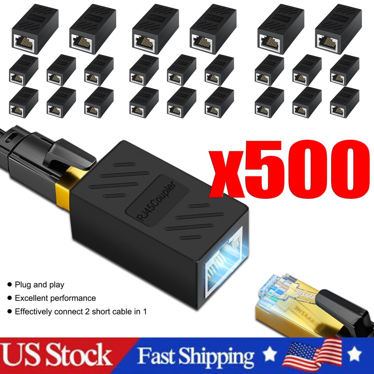 RJ45 Inline Coupler Cat7 Cat6 Cat5e Cat5 Ethernet LAN Network Cable Adapter Lot