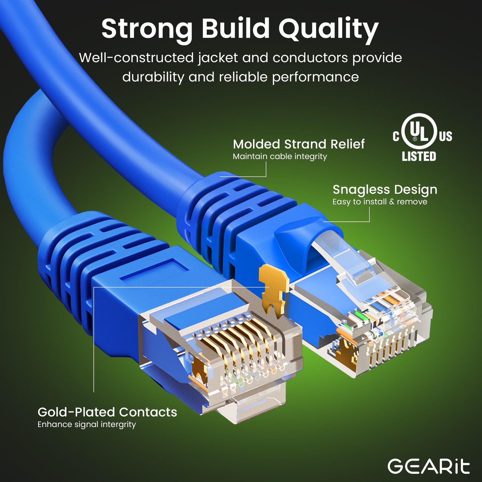 20 Pack 1ft Cat6 Ethernet Patch Cables 10 Gbps RJ45 Snagless Blue Network
