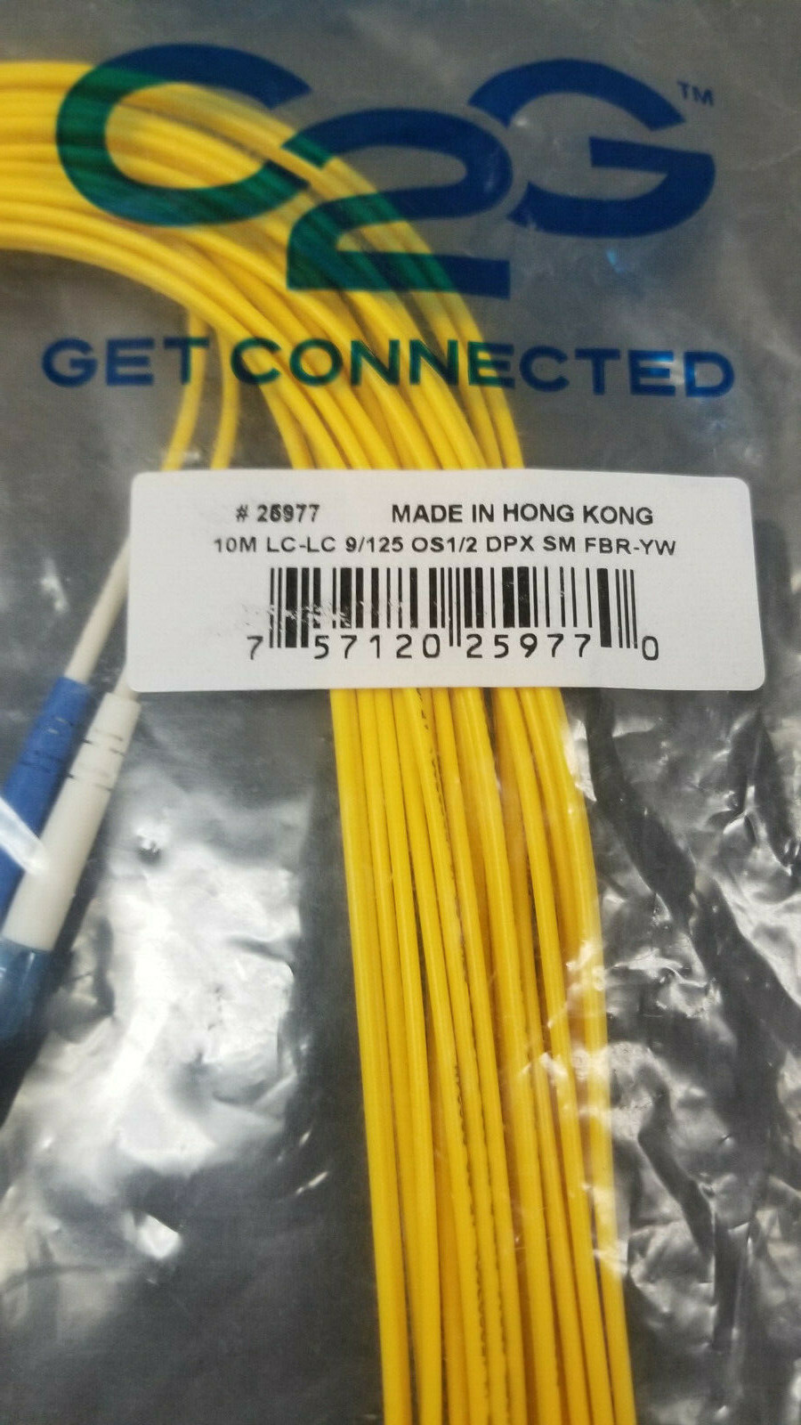 New C2G LC-LC 9/125 OS2 Duplex Single-Mode PVC Fiber Optic Cable 10M 25977