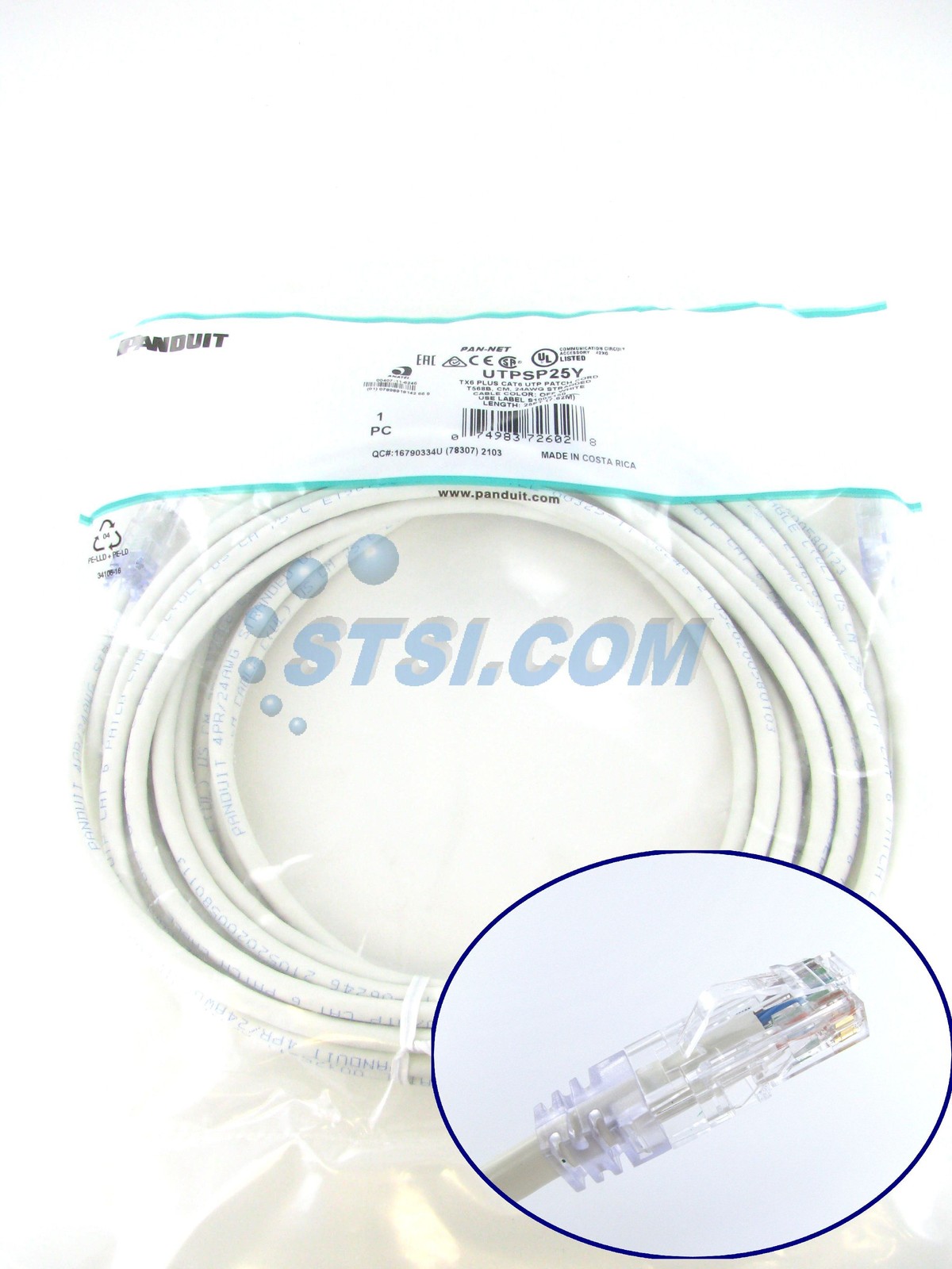 Panduit UTPSP25Y Cat6 Network Modular Patch Cable/Cord, 25 Ft Off-White ~STSI