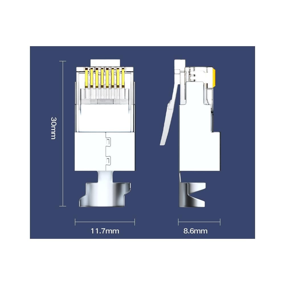 50 PCS Cat7 Cat7A RJ45 Connectors Shielded 8P8C 10Gbps Ethernet Plugs Silver