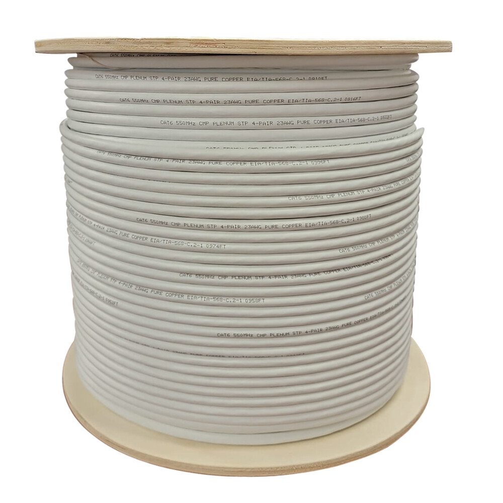 Cat 6 1000ft Solid Bare Copper Foil Shielded Plenum 550 Mhz F/UTP Cable 3 Colors