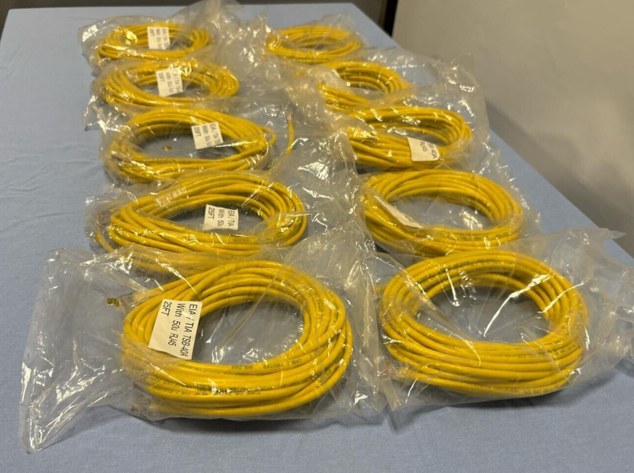 *LOT OF 10* Cat 5E 25FT Ethernet Cable EIA/TIA RJ45 TSB-40A 50U