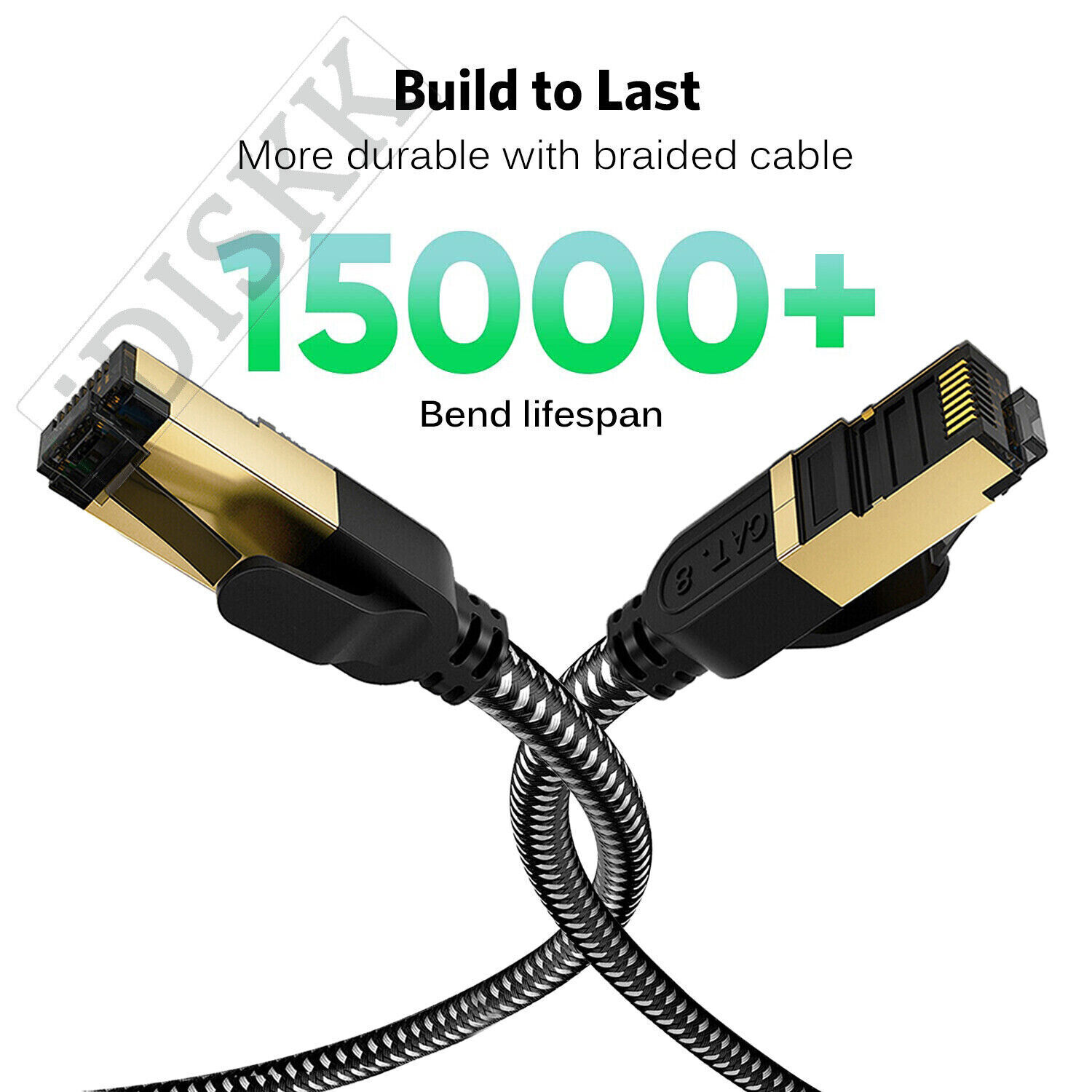 Cat 8 Ethernet Cable 40Gbps 2000Mhz RJ45 Gold Plated CAT8 Braided Network Cord