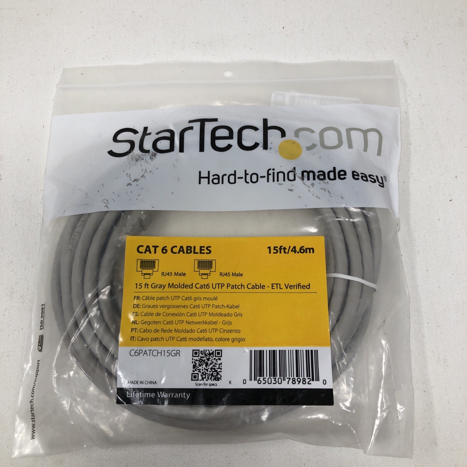 StarTech.com Cat6 Cables 15ft RJ45 Male To RJ45 Male