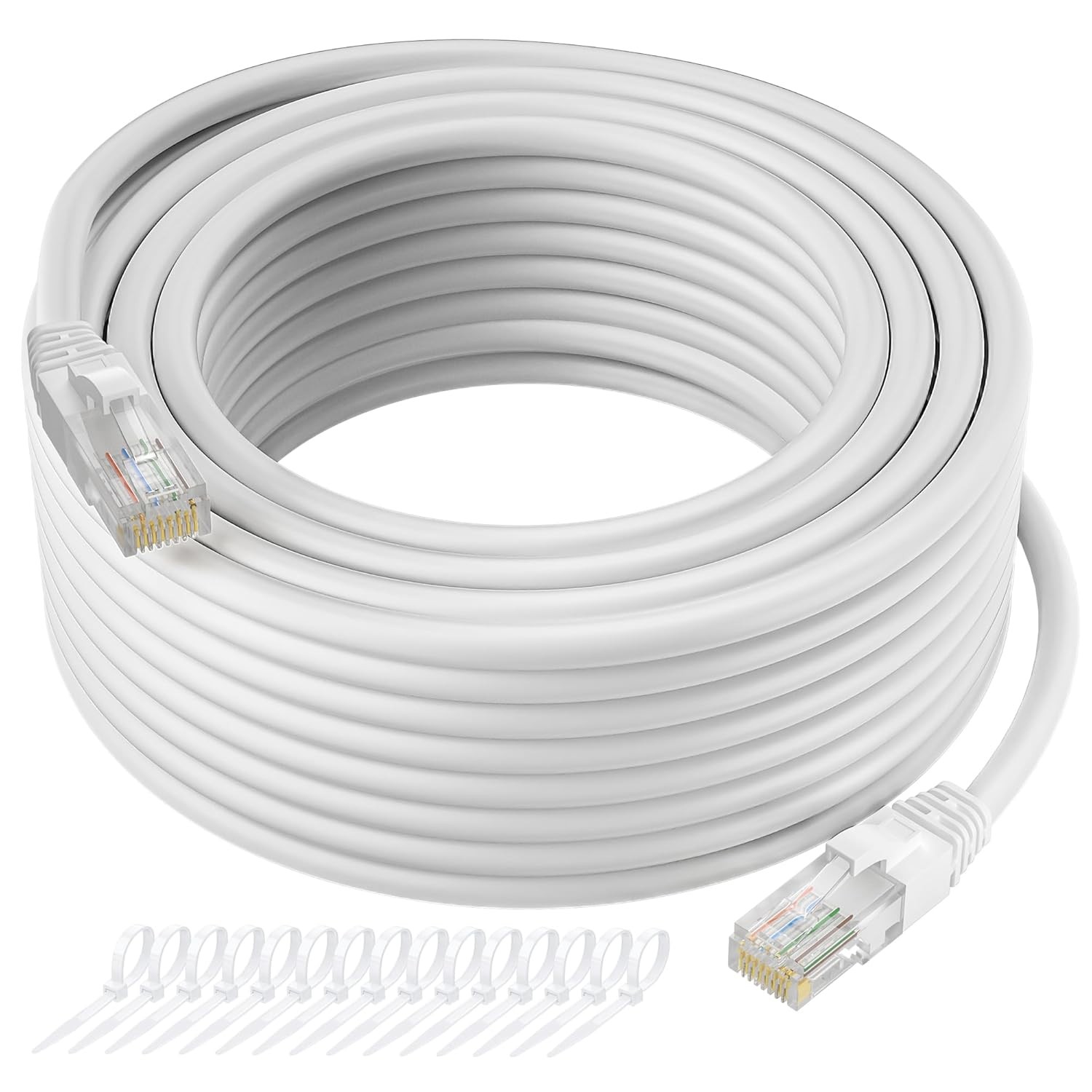 Cat5e Ethernet Cable 50 FT, Long Cat 5e Internet Cable, White 50ft,