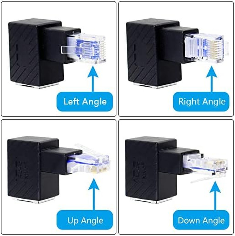 RIIEYOCA 90 Degree Ethernet Adapter,Left Angle RJ45 Male to Female Extension Cat