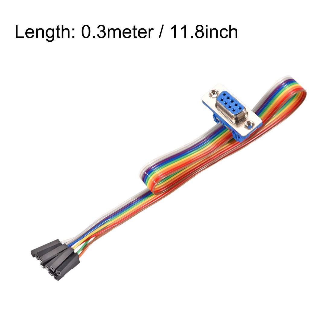 uxcell IDC Rainbow Wire Flat Ribbon Cable DB9 Female to 9P 34Pin 1.0mm Pitch