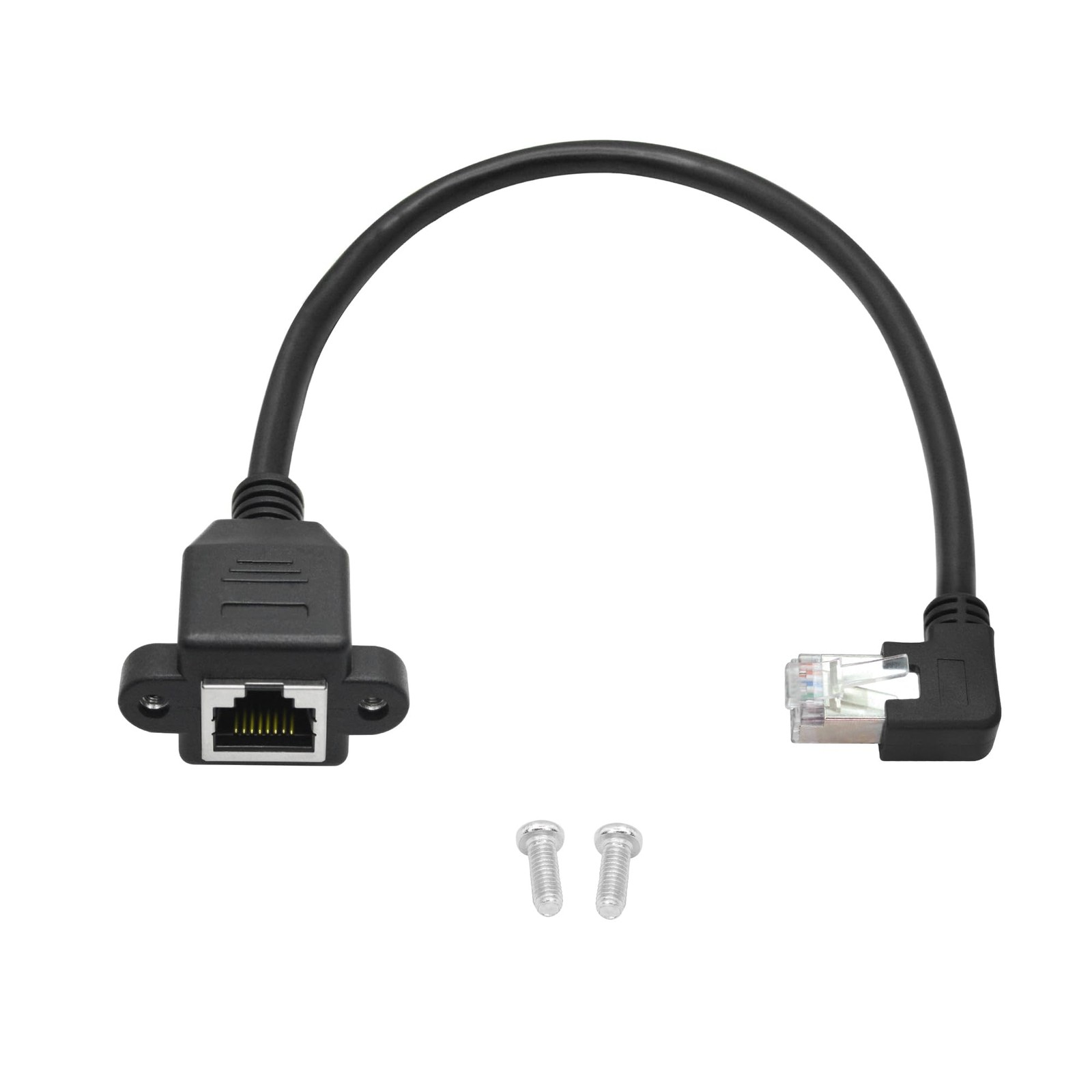 1FT 90 Degree Cat6 Ethernet Left Angle RJ45 Male To Female Extension Cable PC