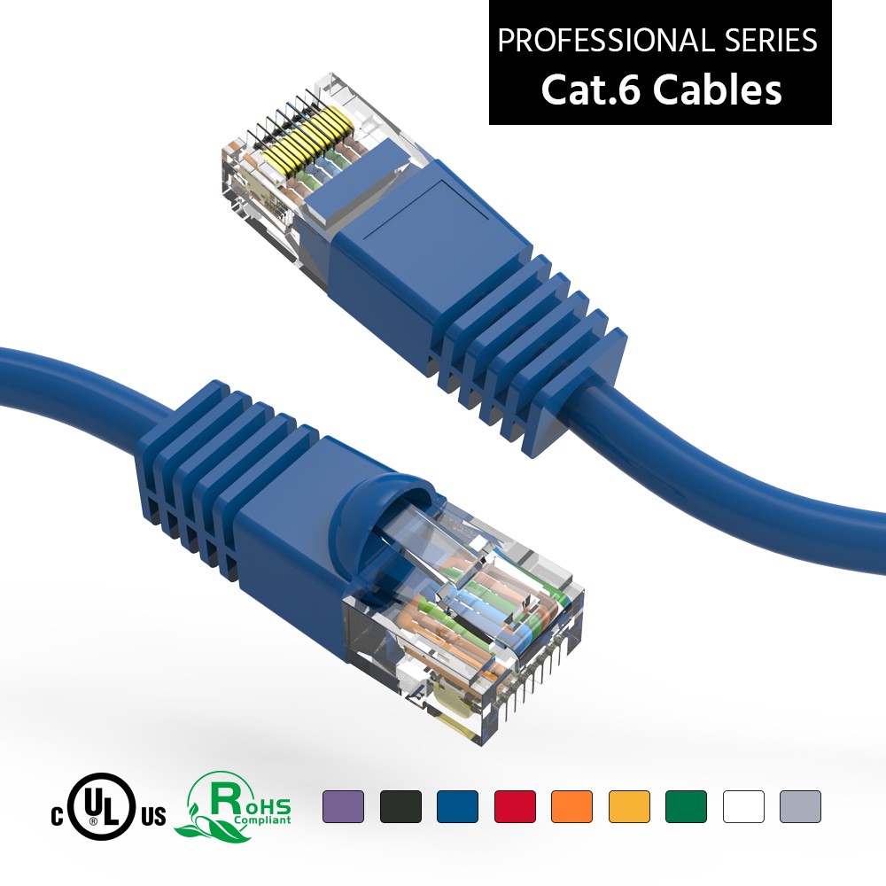 15 Pack of 20Ft CAT6 UTP Ethernet Network Booted Cable 10-100 Feet Blue