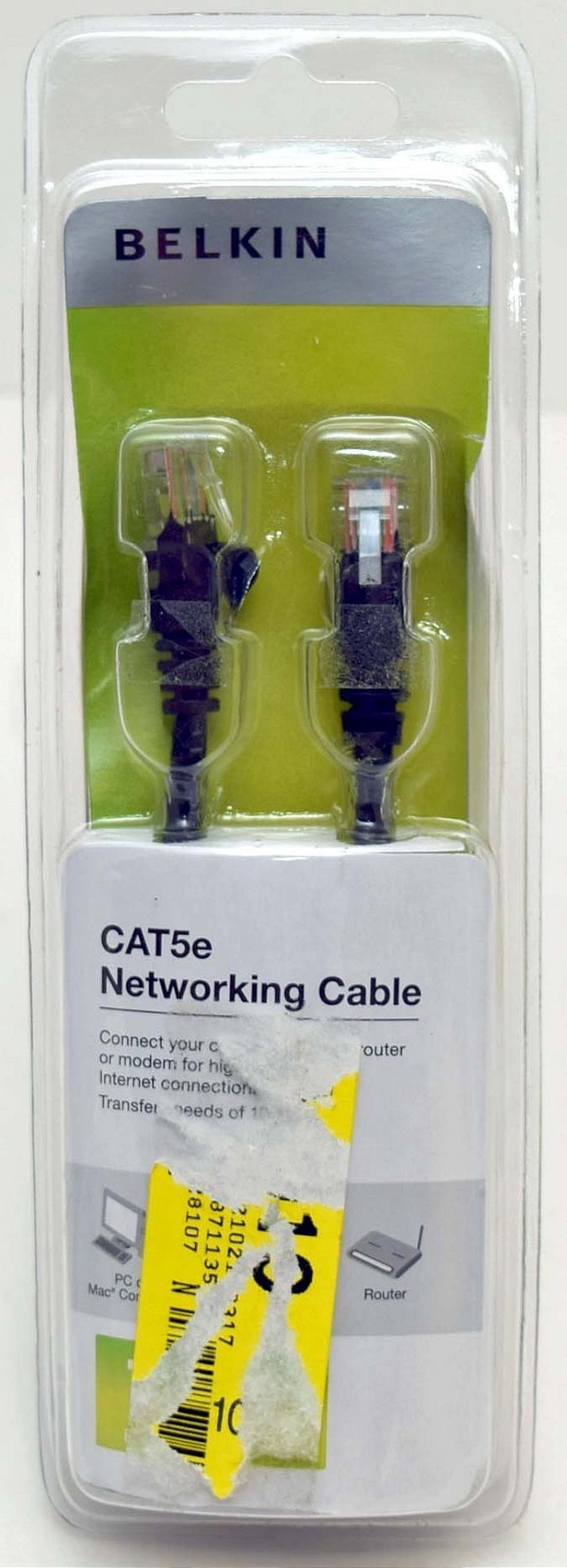 Belkin 7′ ft 2.13m Cat5e Networking Ethernet Cable BLACK Router PC/Mac Computer