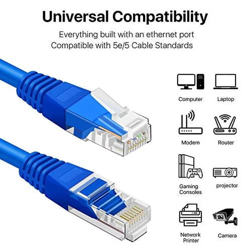 Cat6 Network Cable, 100% Pure Copper 23AWG, PVC, 10 Gbps Ethernet LAN (150FT)