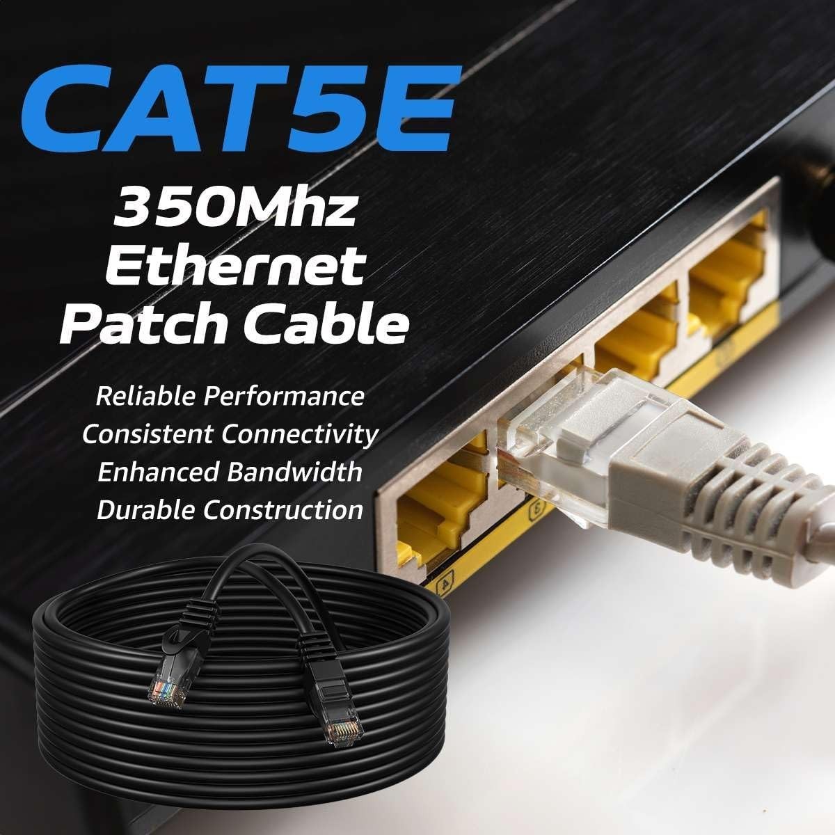 Cat5e Black Ethernet Patch Cable UTP LAN Network Cord 1.5FT- 20FT Multi-Pack LOT
