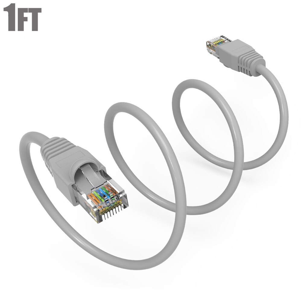 1FT – 20FT Cat6A RJ45 Network LAN Ethernet Cable Cord UTP Copper Wire 24AWG Gray