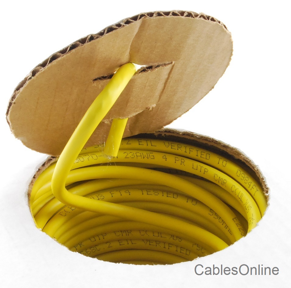 250ft Solid CAT6E CMR 550 Mhz, High-Performance 23 AWG Copper Bulk Cable, Yellow