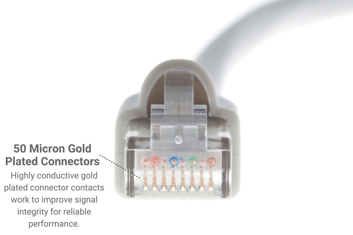 CAT6A Ethernet Patch Cable, Snagless, 50′, Gray – Lifetime Warranty