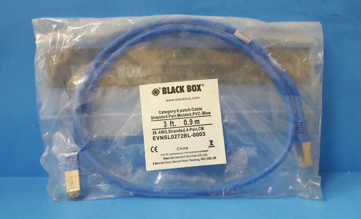 1PC- CAT6 6 PATCH CABLE , MOLDED, PVC-BLUE, EVNSL0272BL-0003, 3FT 0.9M, 26AWG