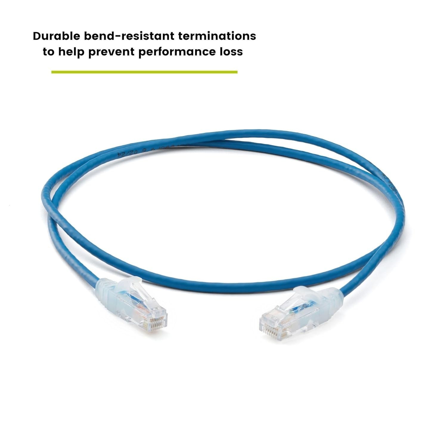 Cat.6A Ethernet Patch Blue & Withe Cable Slim 28AWG Copper RJ-45 LAN Network