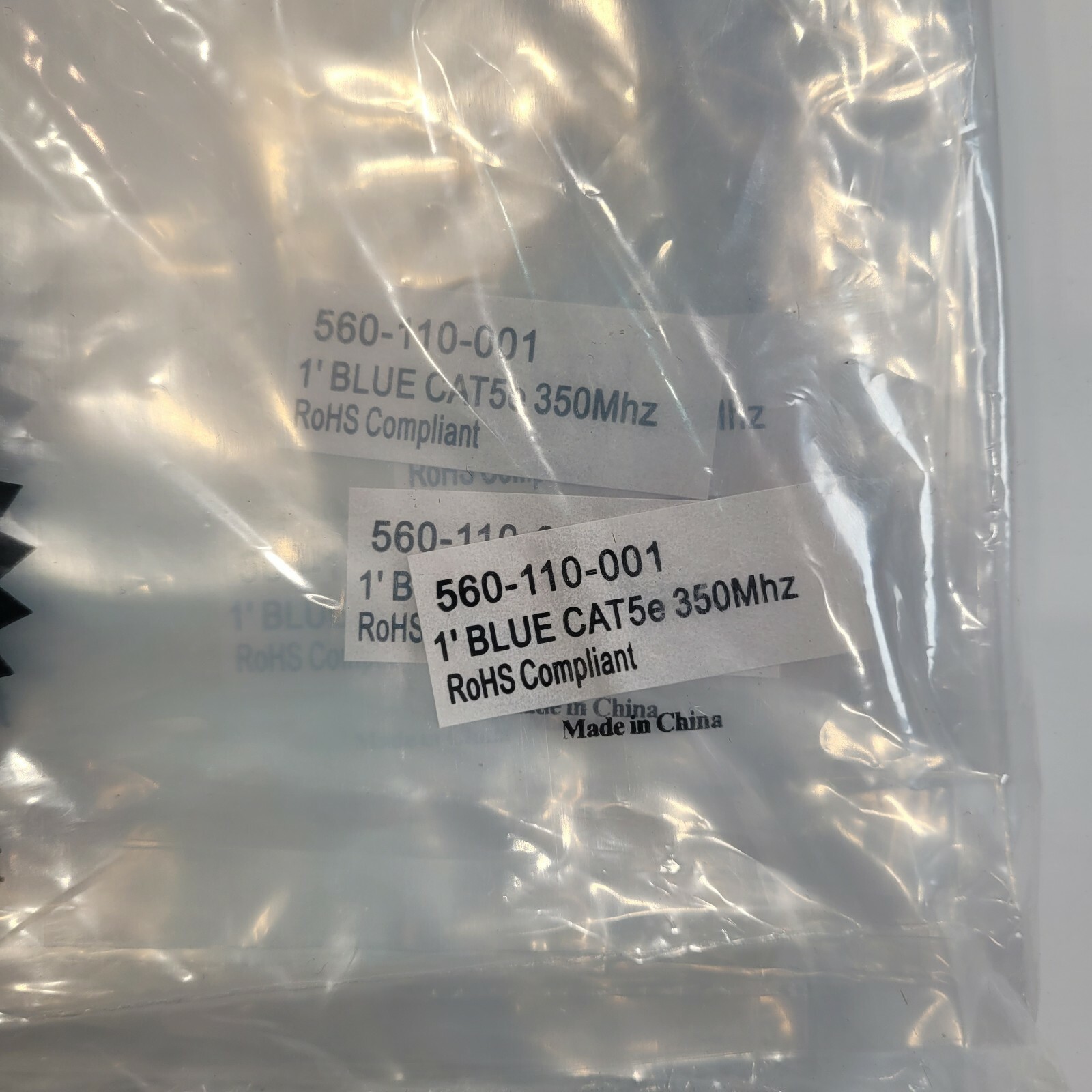 SET OF 10 CAT 5e Patch Cable 560-110-001 1′ BLUE CAT5e 350Mhz RoHS COMPLIANT