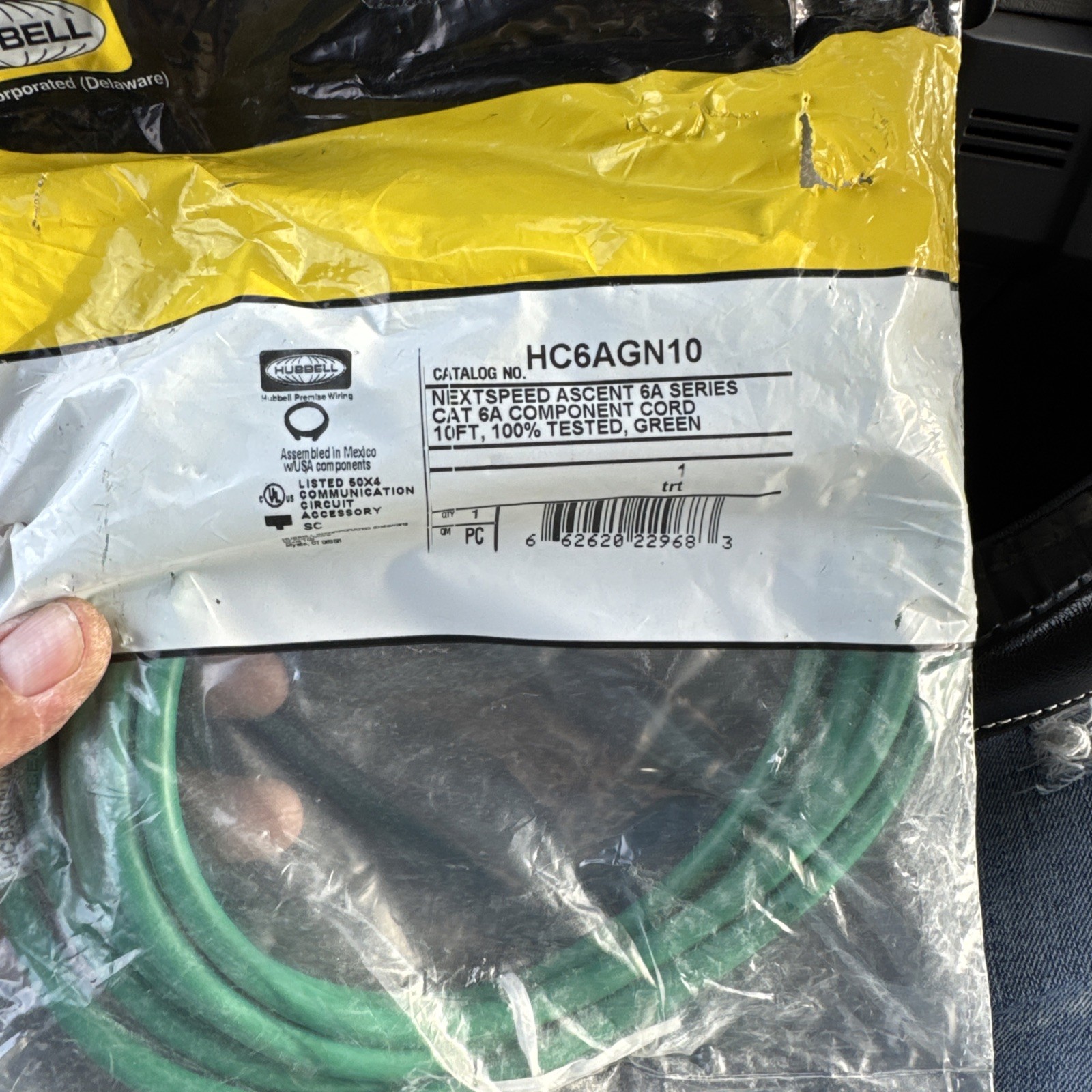 Hubbell HC6GN10 Cat 6 Component Cord 10ft Ethernet Network Cable – Lot of 19