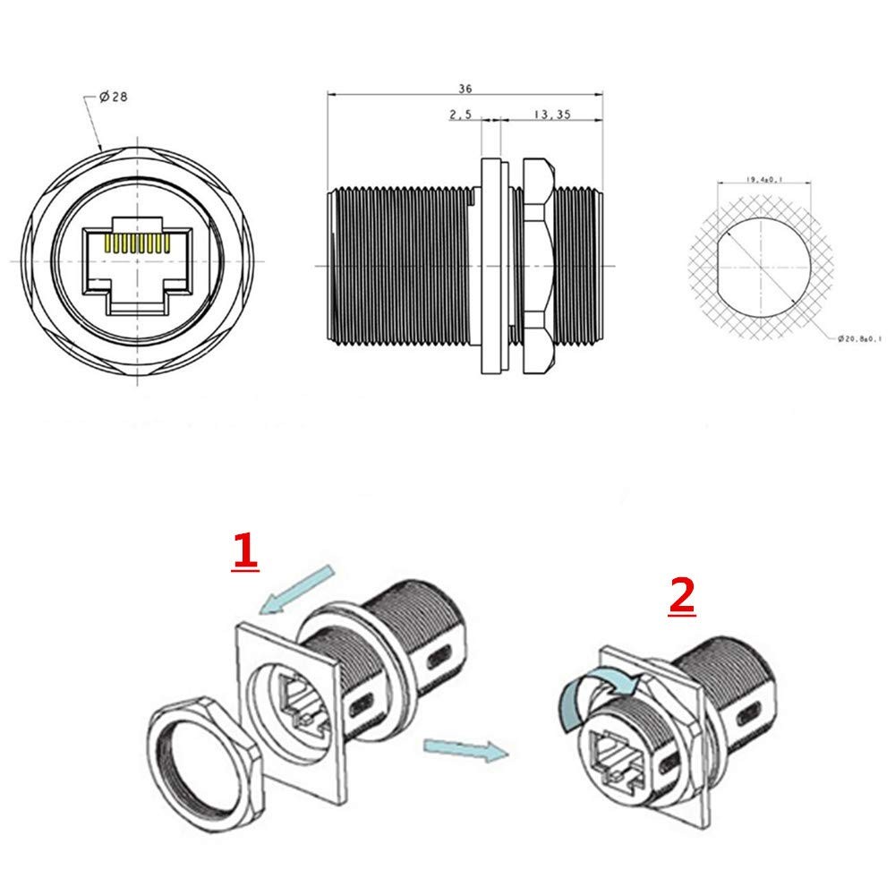 10 PCS RJ45 Panel Mount Shielded Waterproof Connector Ethernet LAN Coupler