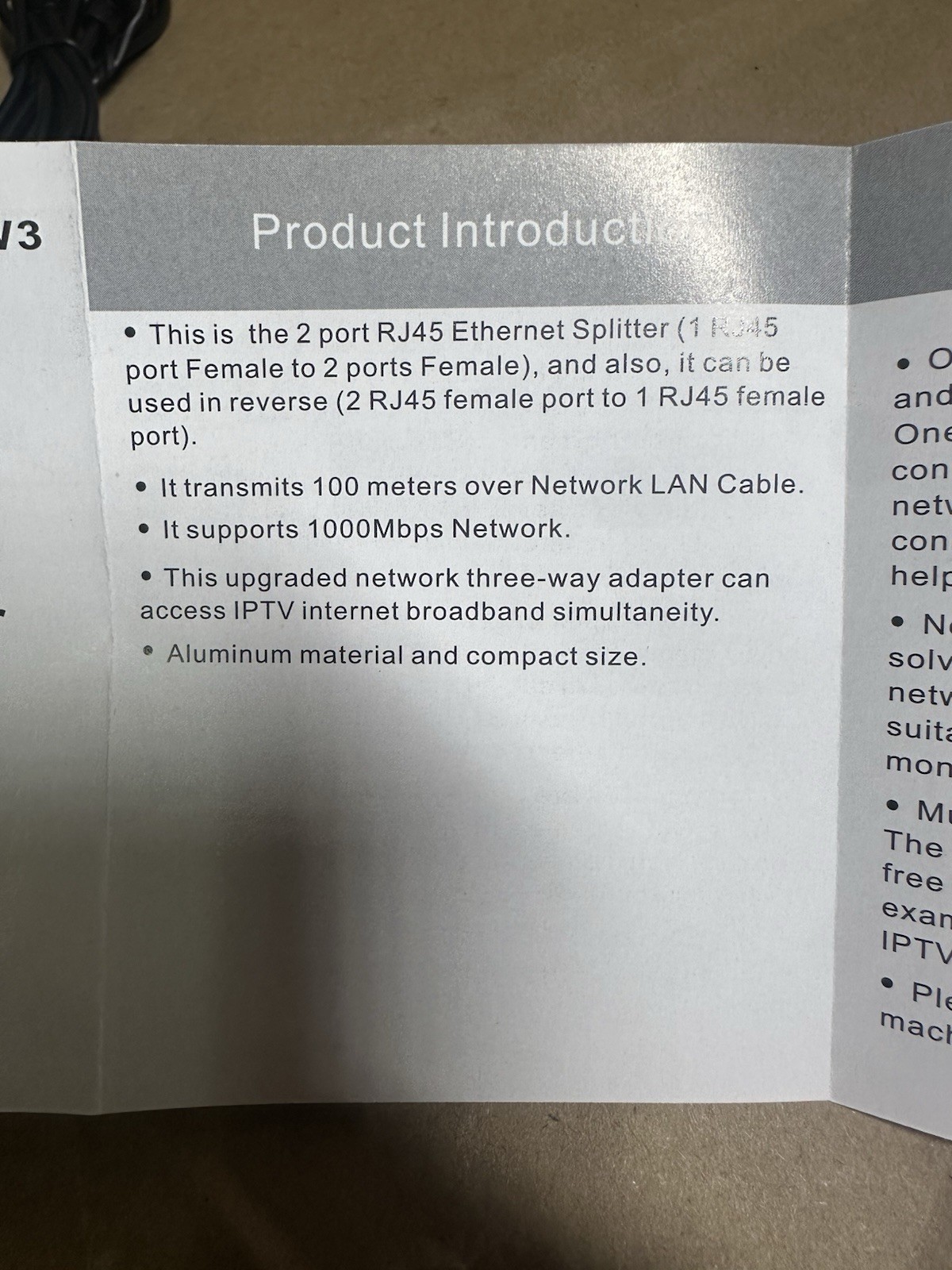 RJ45 Gigabit Ethernet Splitter 1000Mbps LAN Network Internet 1 to 2 Out Adapter