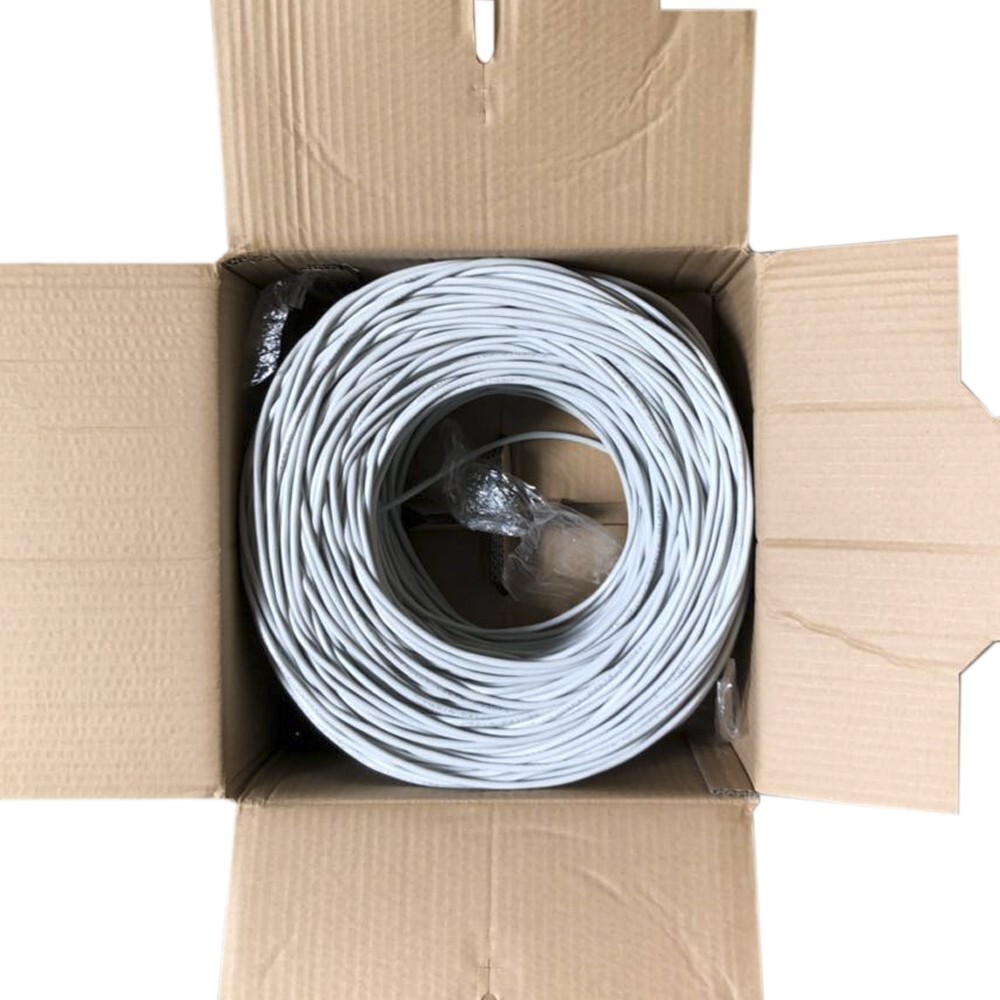 Cat6 1000Ft Bare Copper 23AWG Solid UTP Ethernet Network LAN Bulk Cable, Gray