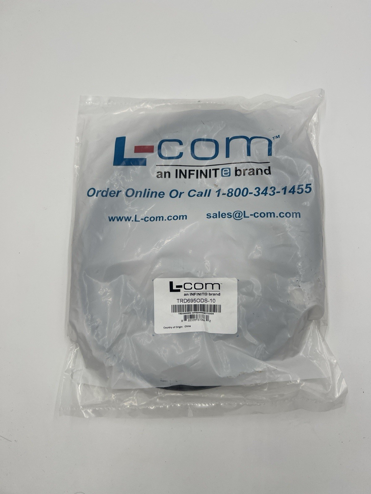 L-COM TRD695ODS-10 Category 6 Shielded Outdoor Assembly, RJ45/RJ45, Black, 10.0