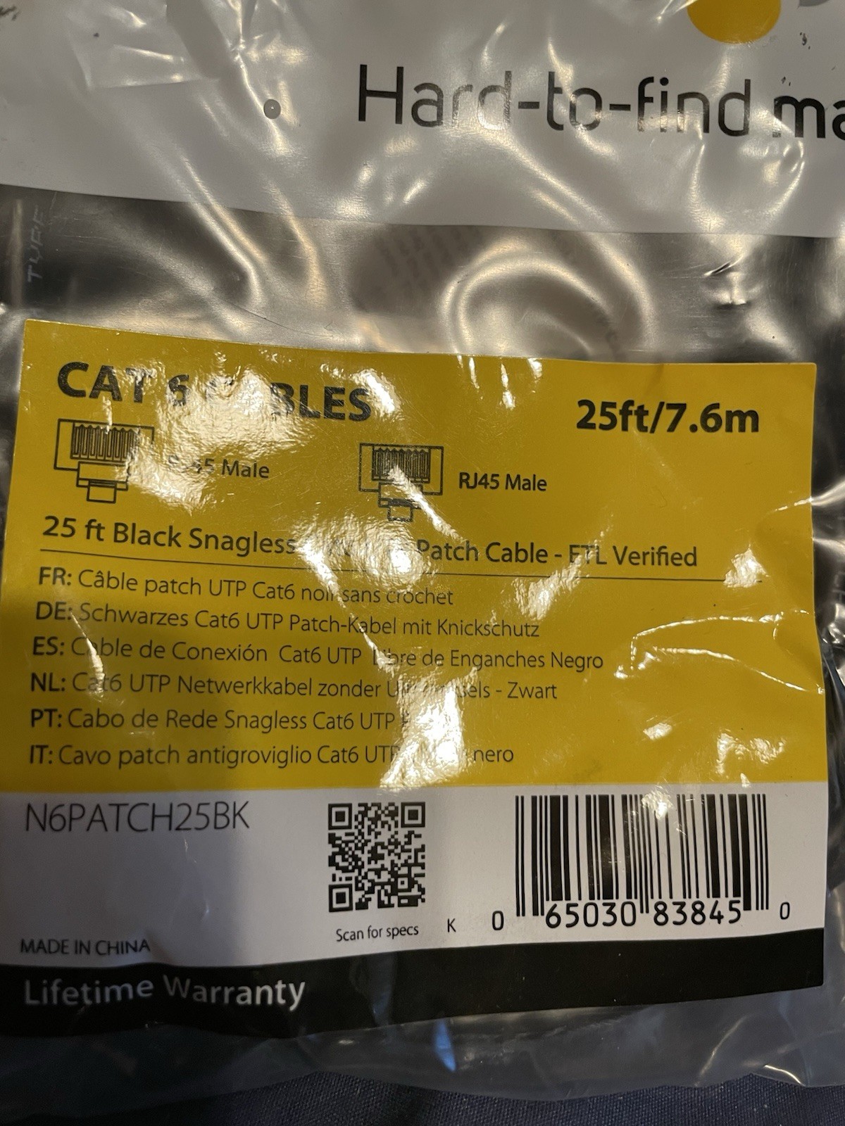 13 Pk Startech N6PATCH25BK 25FT BLACK CAT 6 CABLE | USA Seller | New