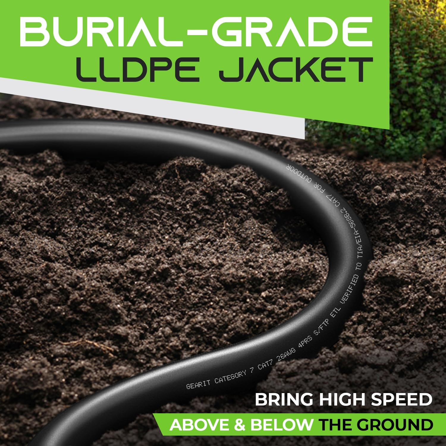 250Ft Cat7 Outdoor Ethernet Cable – Waterproof, Direct Burial, Pure Copper