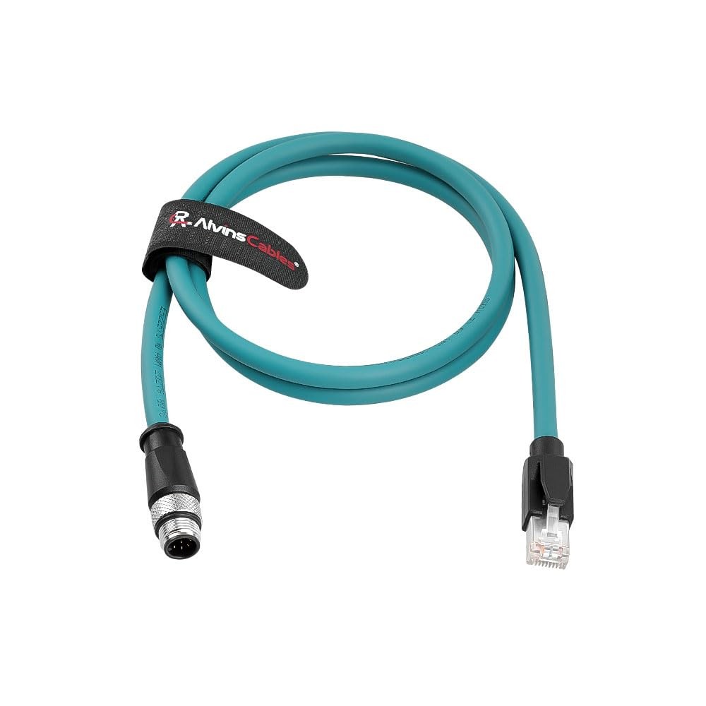 3.3ft M12 A-Code 8 Pin to RJ45 Cat6a Ethernet Cable for Industrial Automation