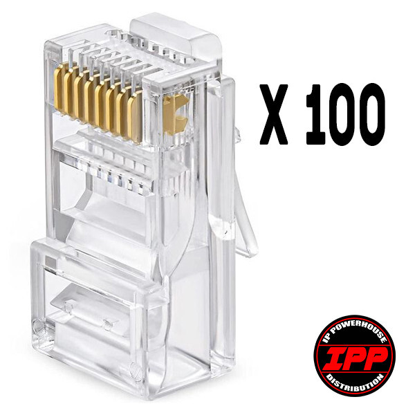 RJ45 EZ CRIMP – PASS THROUGH MALE ETHERNET CONNECTOR, 100 – PACK