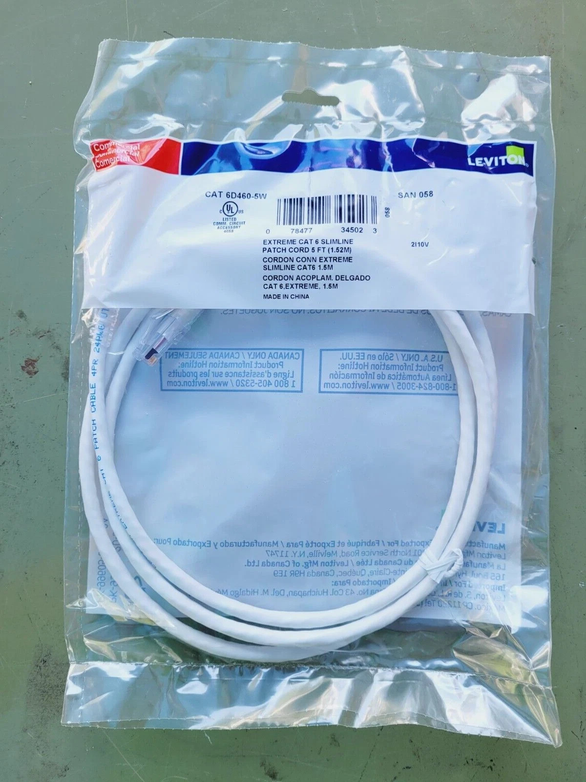 Leviton CAT 6A 1 Meter Patch Cord – AC6PCF010-8CCHB Brand New (Pack of 12)