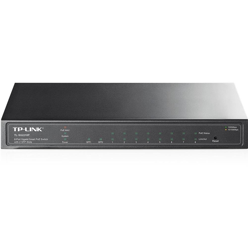 TP-Link 8-Port Gigabit Ethernet Smart PoE Switch with 2-SFP Slots PoE, Black