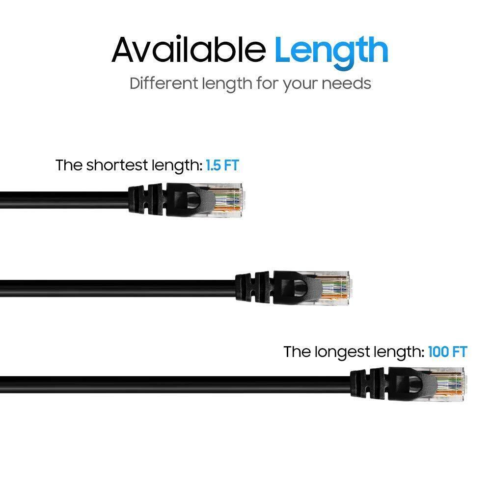 CAT6 CAT 6 Ethernet Cable Lan Network RJ45 Internet Router Black Patch Cord LOT