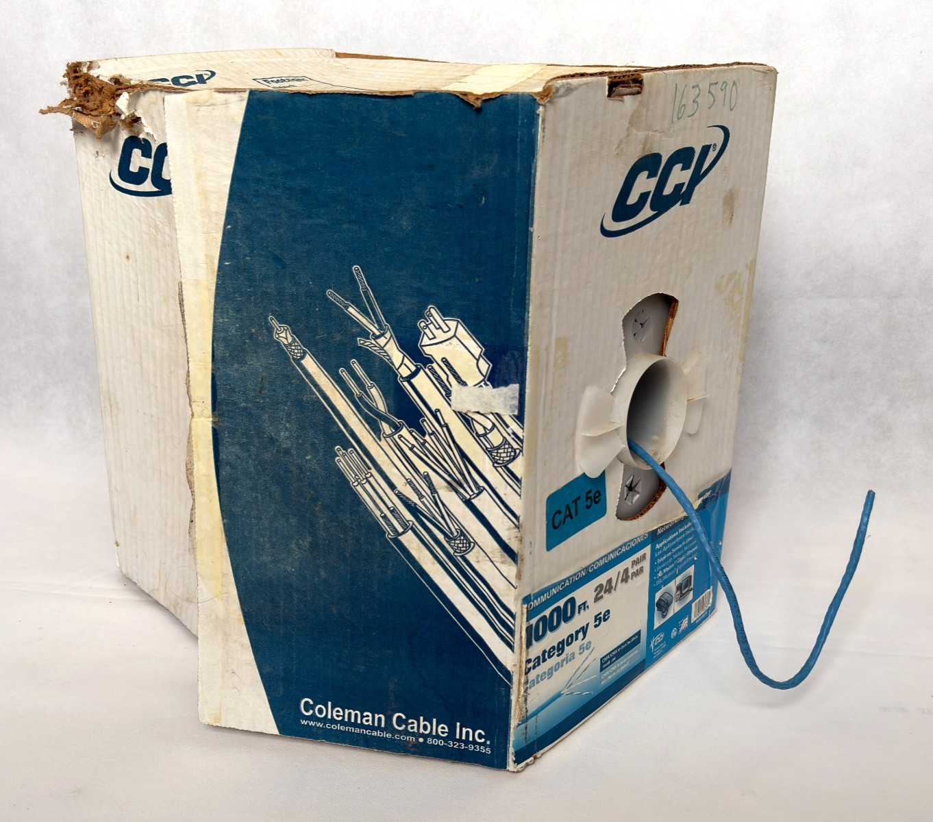 CCI 1000 ft. 24/4 CAT5e CMR/CMX Networking Data Cable – Open Partial Box