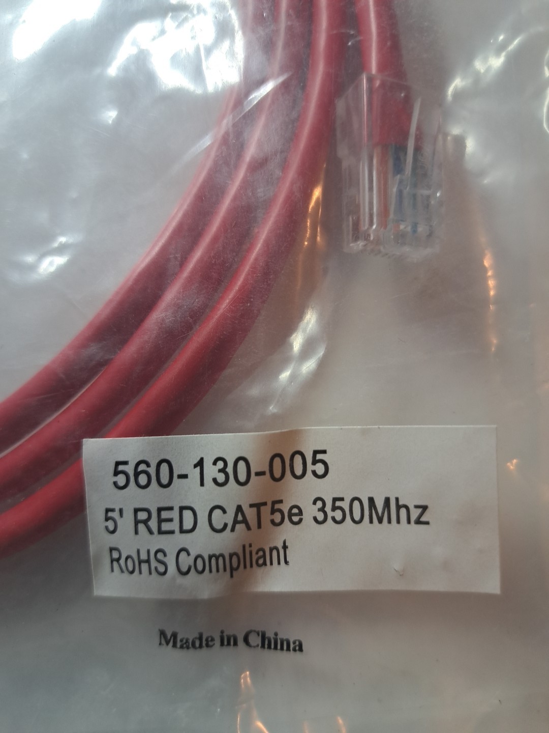 Legrand 5′ Red Cat5e Ethernet Patch Cable, 350Mhz, RoHS Compliant NEW