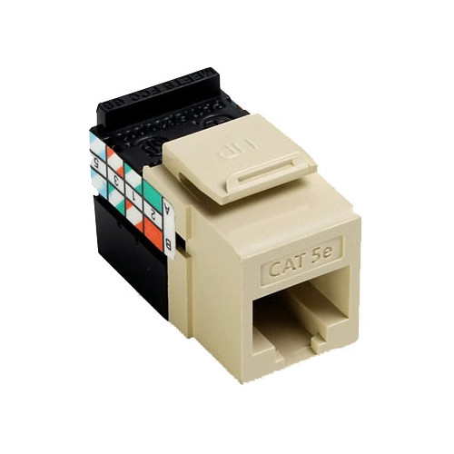 Leviton 5G108-RI5, Cat 5E, Ivory, 8-Position/8-Conductor, Modular UTP Jack, 1pc
