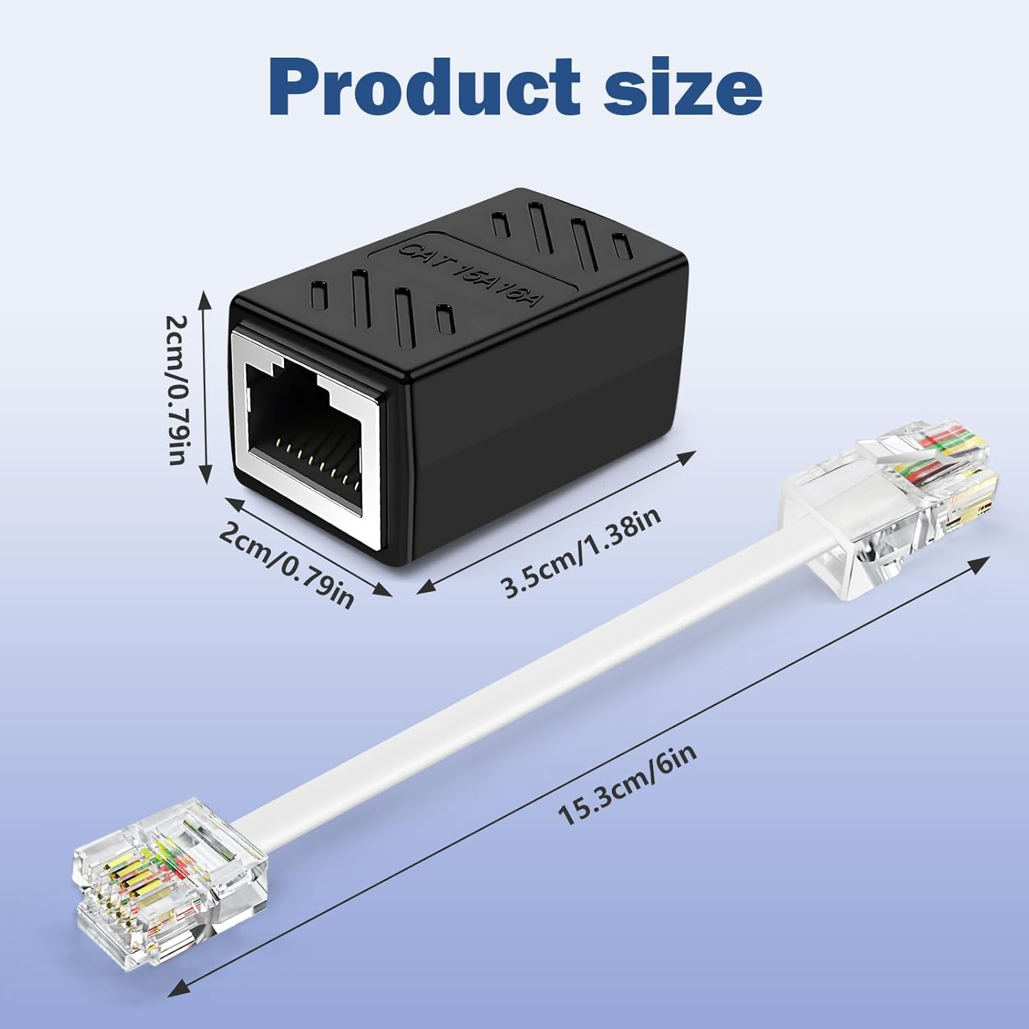 RJ11 to RJ45 Adapter Phone Jack to Ethernet Cable Adapter, RJ45 8P8C Female to R